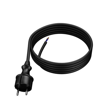Przewód przyłączeniowy 3m z wtyczką prostą 250V 16A 2x1 mm² IP44 H07RN-F PP-40H czarny W-97236