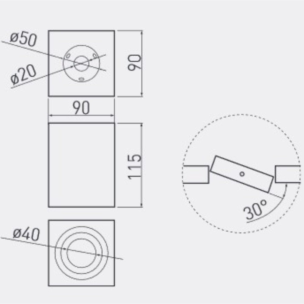 Oprawa sufitowa 50W IP20 biała aluminio