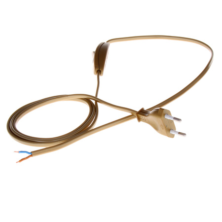 Przewód przyłączeniowy z łącznikiem PWK-11 2m 2x0,75 mm² z wtyczką płaską 250V 16A złoty W-99722