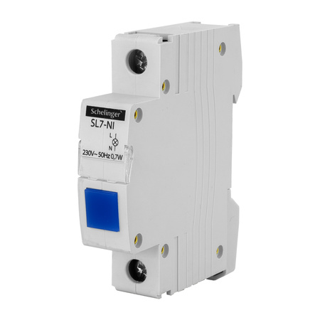Kontrolka sygnalizacyjna na szynę DIN 230V 0,7W Schelinger niebieska S-A15-SL7-NI 