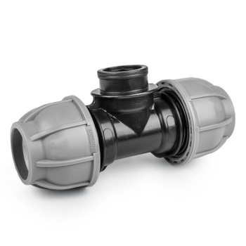 Trójnik PE do rur węża skręcany 25mm gwint wewnętrzny 1" PN10 BRADAS DSRA10T25F1