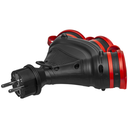 Rozgałęźnik przenośny czarno-czerwony R-X3/44S IP44 3×2P+Z 16A 250V Schuko W-01160