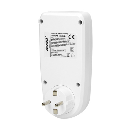 Watomierz. kalkulator energii z wyświetlaczem LCD. wersja schuko OR-WAT-435(GS)