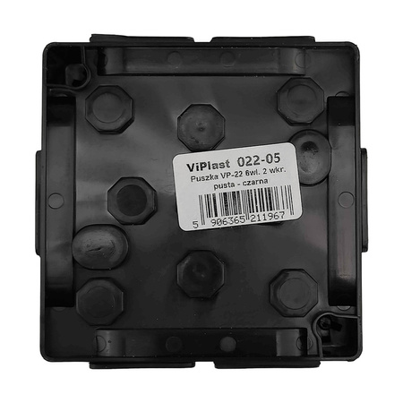 Puszka Natynkowa pusta 6 wlotów/12 wlotów VIPLAST CZARNA IP55 05 022-05