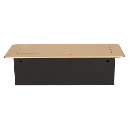 Gniazdo meblowe wpuszczane w blat z płaskim frezowanym rantem i przewodem 1.5m. 3x2P+Z. złote OR-AE-1337/C