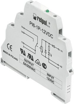 PI6-1P-230VAC/DC-10 (SZARE) Przekaźnik interfejsowy 1P, 6A, 230 V AC/DC, AgSno2