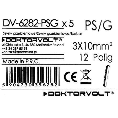 Szyna łączeniowa grzebieniowa PS/G 3-fazowa 12-modułowa 10mm2 63A DV 6282