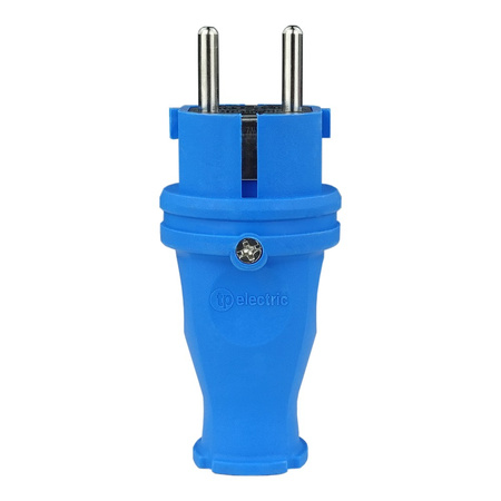 Wtyczka gumowa prosta 16A 230V niebieska Schuko 3101-301-0900