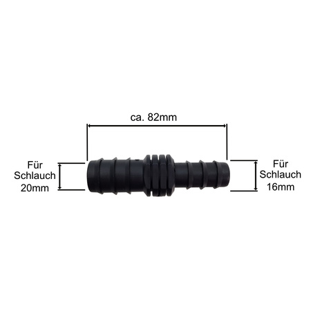 Łącznik redukcyjny z wtykiem na wąż 20mm z redukcją na 16mm Bradas DSWA01-2016L