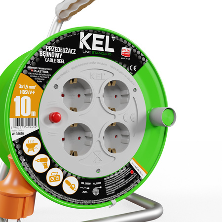 Przedłużacz bębnowy 10m 4 Gniazda 230V Schuko 3680W W-98676