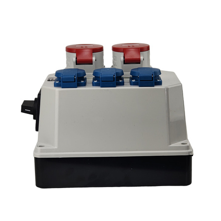 Rozdzielnica budowlana z rozłącznikiem izolacyjnym 32A BAU 2x16A 3x230V Schuko Mennekes Doktorvolt® DV-9771-D