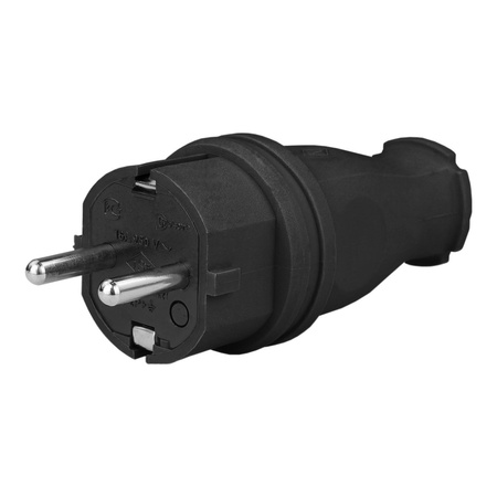 Wtyczka gumowa prosta 16A 230V czarna Schuko 5085
