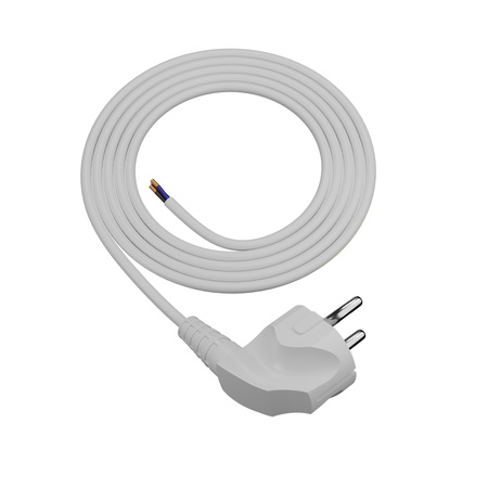 Przewód przyłączeniowy 2m z wtyczką kątową Uni-Schuko 250V 16A 3x0,75 mm² OMY PP-50 biały W-97155