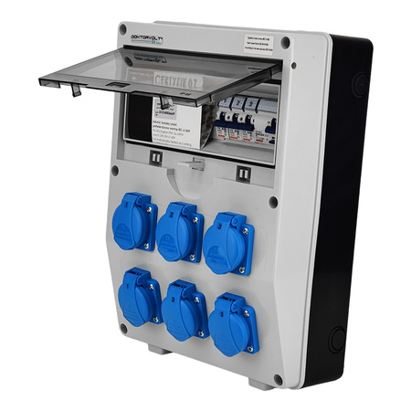 Rozdzielnica budowlana 6x230V DV-S/FI Schuko Doktorvolt DV-1769-D