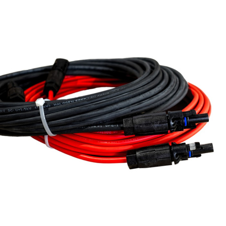 Przedłużacz solarny kabel 6mm2 z wtykami MC4 czarny/czerwony 1 - 50m DV-8539-FOT