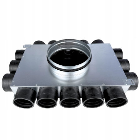 Skrzynka rozdzielcza rozdzielacz rurowy wentylacyjny fi 200 16x75 mm płaski E-KRR-16x75/200-OC