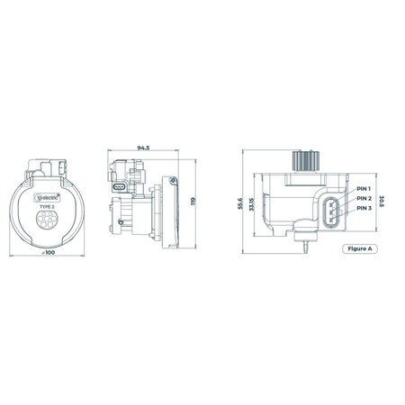 Gniazdo tablicowe ładujące 32A 230/400V TÜV 3500-315-0300