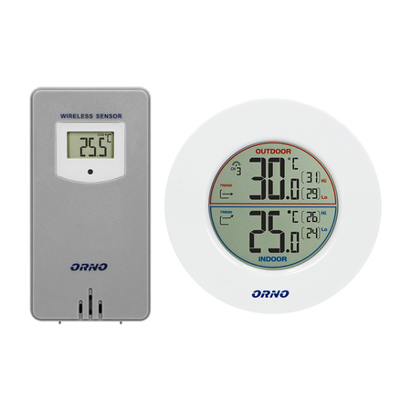 Bezprzewodowa stacja pogodowa z pomiarem temperatury zewnętrznej i wewnętrznej biało-szara OR-SP-3100/W-G