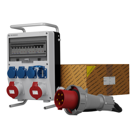 Rozdzielnica budowlana na stojaku z kablem TD-S/FI SKHU 2x32A 4x230V Schuko Doktorvolt DV-0182-D