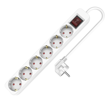 Przedłużacz 6 gniazd Schuko 250V 16A 5m z wyłącznikiem W-102116