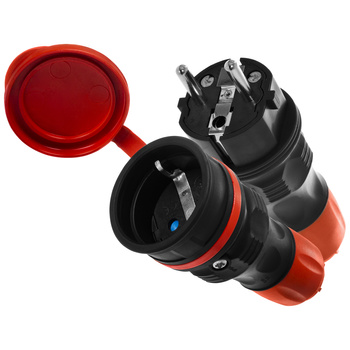 Zestaw przyłączeniowy z wtyczką WT-54 i gniazdem GN-44 250V Schuko czarno-czerwony W-98862