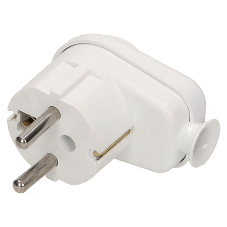 Wtyczka kątowa 2P+Z z uchwytem. biała WT-16UZ/BIAŁY