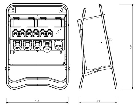 Rozdzielnica U32 32A 3x16A 6x230V gniazdo odbiornikowe 32A U GBSN 2469014 Garo 01306-30