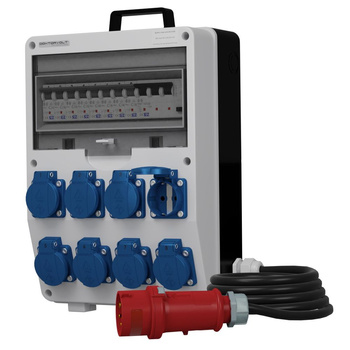 Rozdzielnica budowlana z kablem TD-S/FI SKH 8x230V Schuko Doktorvolt DV-9719-D