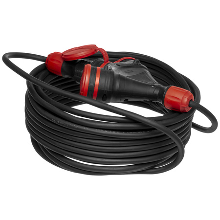 Przedłużacz trójdrożny 25m 250V 16A Schuko 3×2P+Z H05RR-F 3×1,5 mm² IP44 W-01194