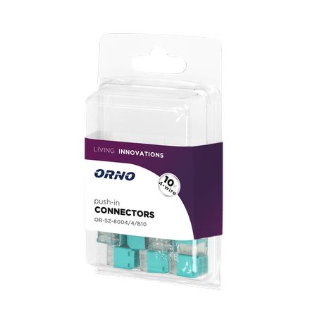 Złączka instalacyjna wciskana 4-przewodowa na drut 0.75-2.5mm2 IEC 300V/24A Blister 10 szt. OR-SZ-8004/4/B10