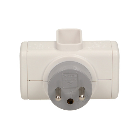 Obrotowy rozgałęźnik. 2 gniazda 2P+Z. 1 gniazdo 2P/II OR-AE-1377