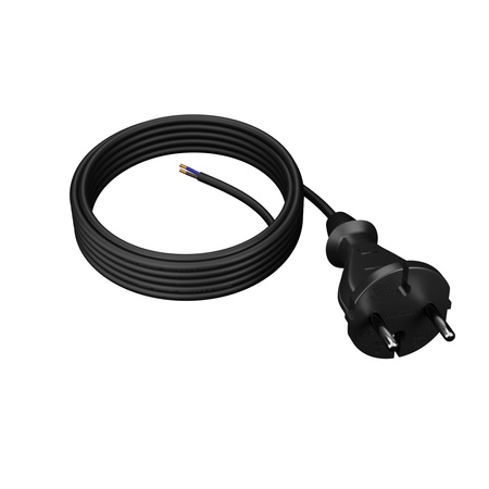 Przewód przyłączeniowy 5m z wtyczką prostą TYP E 230V 16A 2×1 mm² H07RN-F PP-21 czarny W-97259
