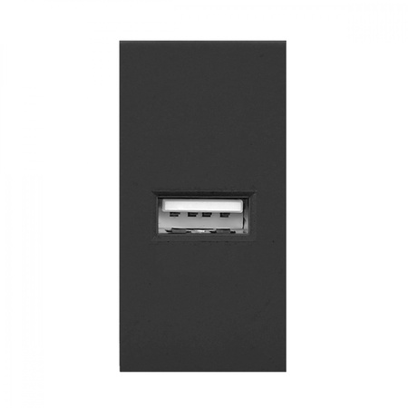 NOEN USB. port modułowy 22.5x45mm z ładowarką USB. 2.1A 5V DC. czarne OR-GM-9010/B/USB