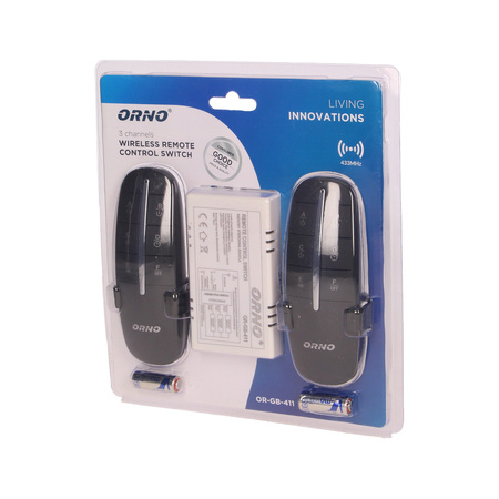 Bezprzewodowy 3-kanałowy sterownik oświetlenia. 2 piloty OR-GB-411