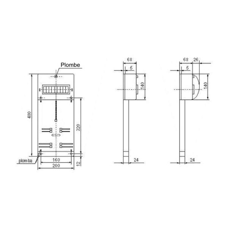 3 fazowa z szybką Tablica licznikowa N+PE TLR-3F E-P 10.1A