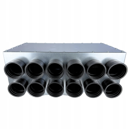 Skrzynka rozdzielcza rozdzielacz rurowy wentylacyjny fi 160 12x75 mm E-KRT-12x75/160-OC
