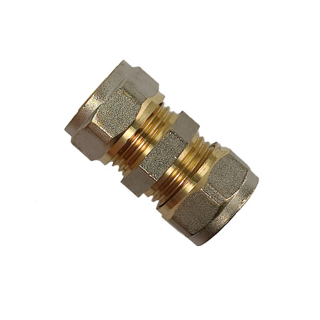 Podwójny łącznik instalacyjny do rur wielowarstwowych 16x16mm zaciskowy FTN-003.16X16.ZŁ-2
