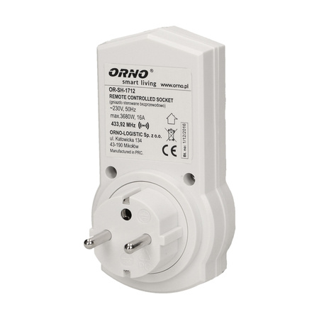Gniazdo sieciowe sterowane bezprzewodowo. ORNO Smart Living OR-SH-1712