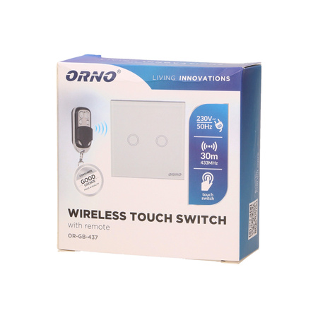 Bezprzewodowy podwójny. dotykowy wyłącznik światła. sterowany pilotem OR-GB-437