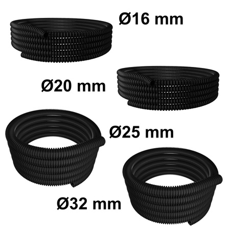 Rura spiralna GUS 16 mm czarna 30 m peszel OLGFE16