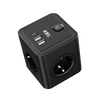 Rozgałęźnik elektryczny 4x gniazdo 230V Schuko 2x USB-A 1x USB-C czarny W-00359