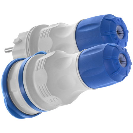 Zestaw przyłączeniowy z wtyczką WT-54 i gniazdem GN-44 250V Schuko szaro-niebieski W-98864