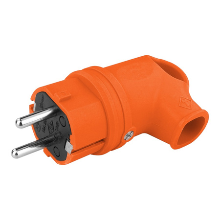 Wtyczka gumowa kątowa 16A 230V pomarańczowa Schuko 3101-302-2300