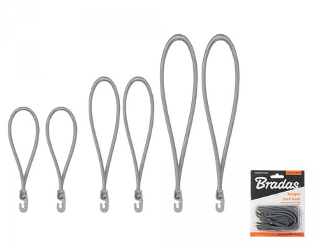 Zestaw gum z hakiem PVC do mocowania 2x18/25/40cm szary Bradas BCH3-04SET1GY-B