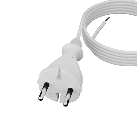 Przewód przyłączeniowy 4m z wtyczką prostą TYP E 230V 16A 2×1 mm² H05VV-F PP-21 biały W-98341