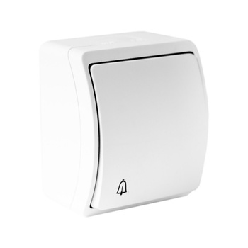 Przycisk dzwonkowy 10A pojedynczy natynkowy IP44 biały 155-01-DRV