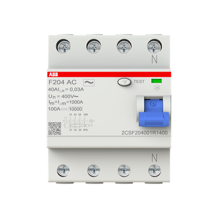 Wyłącznik różnicowoprądowy RCCB 4P 40A 30mA różnicówka typ AC ABB 2CSF204001R1400