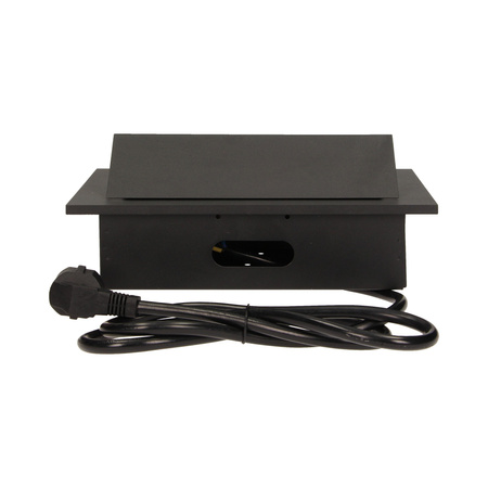 Gniazdo meblowe wpuszczane w blat z grubym rantem 3x2P+Z. przewód 1.5m 3x1.5mm2. czarne OR-AE-1338/B