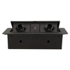 Gniazdo meblowe wpuszczane w blat z płaskim frezowanym rantem i ładowarką USB. 2x2P+Z. 2xUSB. czarny OR-AE-13109/B