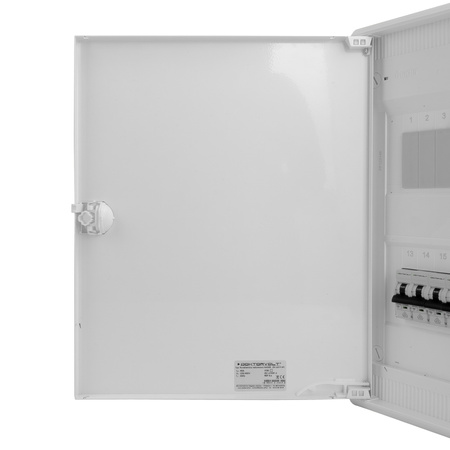 Rozdzielnica modułowa natynkowa 2x12 zabezpieczona 8xMCB 1xRCCB VDE okablowana skrzynka elektryczna Hager 370x305x96,5mm zaciski rozgałęźne L1, L2, L3, N, PE Doktorvolt DV-6319-NT